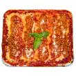 Load image into Gallery viewer, A family size tray of Lasagna Bolognese with layers of pasta and sauce, garnished with a basil leaf.